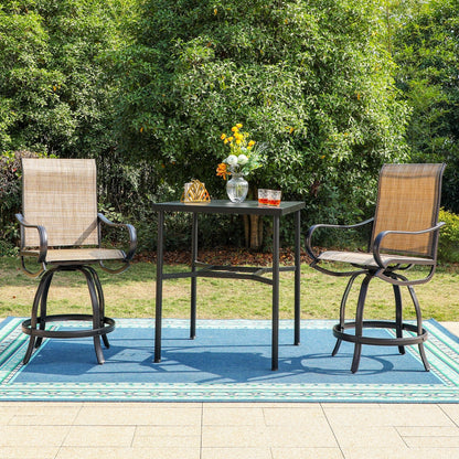 MAISON ARTS Set di sgabelli da bar per patio da 3/5 pezzi, tavolino da caffè in metallo e sgabelli da bar alti girevoli in textilene