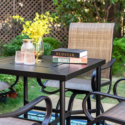 MAISON ARTS Set di sgabelli da bar per patio da 3/5 pezzi, tavolino da caffè in metallo e sgabelli da bar alti girevoli in textilene