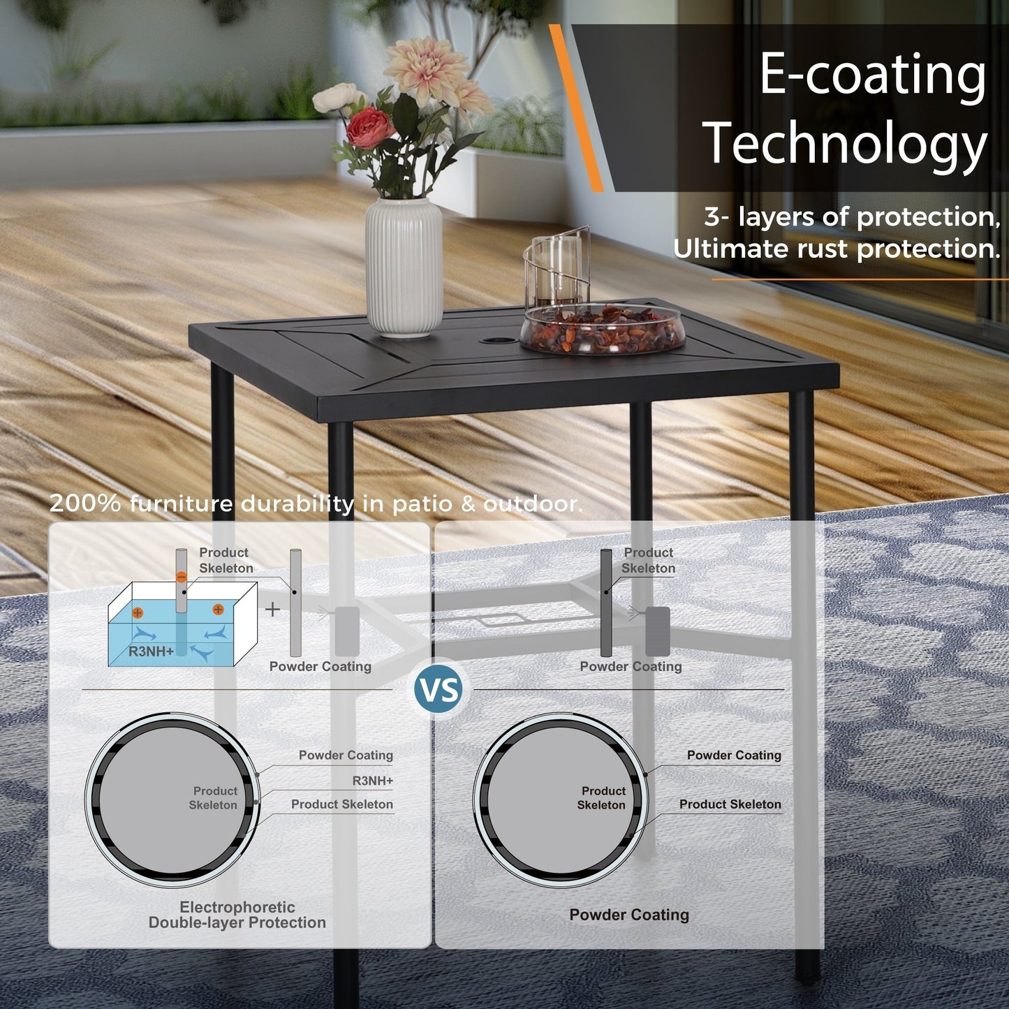 MAISON ARTS Set di sgabelli da bar per patio da 3/5 pezzi, tavolino da caffè in metallo e sgabelli da bar alti girevoli in textilene