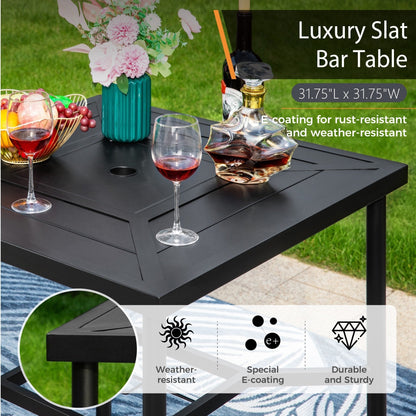 MAISON ARTS Set di sgabelli da bar per patio da 3/5 pezzi, tavolino da caffè in metallo e sgabelli da bar alti girevoli in textilene