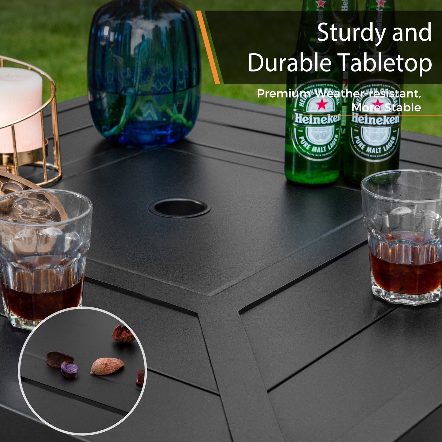 MAISON ARTS Set di sgabelli da bar per patio da 3/5 pezzi, tavolino da caffè in metallo e sgabelli da bar alti girevoli in textilene