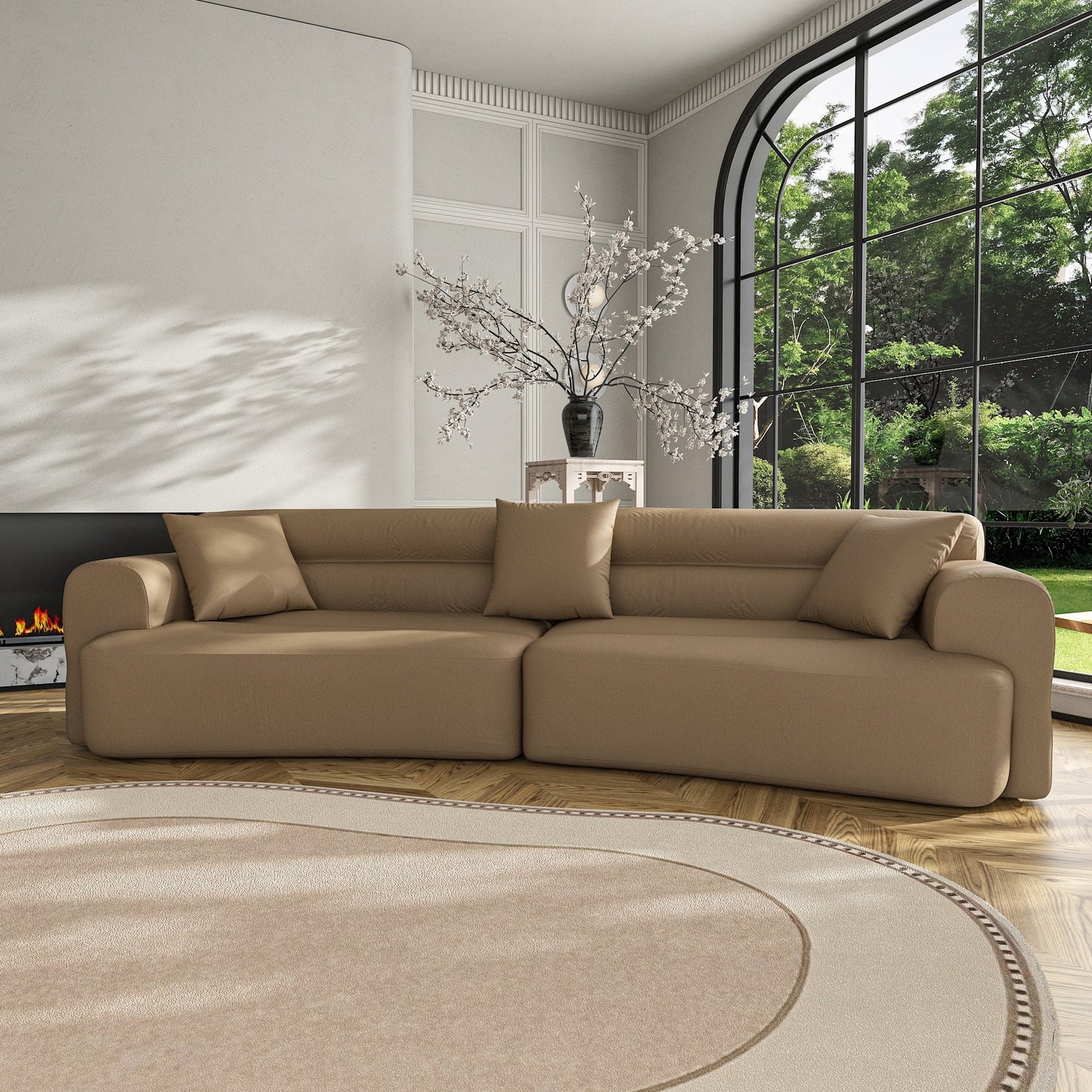 Divano da 3-5 posti, comodo divano imbottito con 3 cuscini morbidi