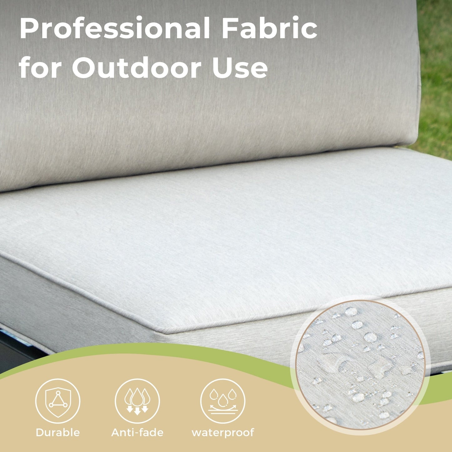 Set di divani componibili da giardino da 10 posti, struttura in acciaio con rivestimento E, set da conversazione con tavolino laterale incorporato, cuscino grigio