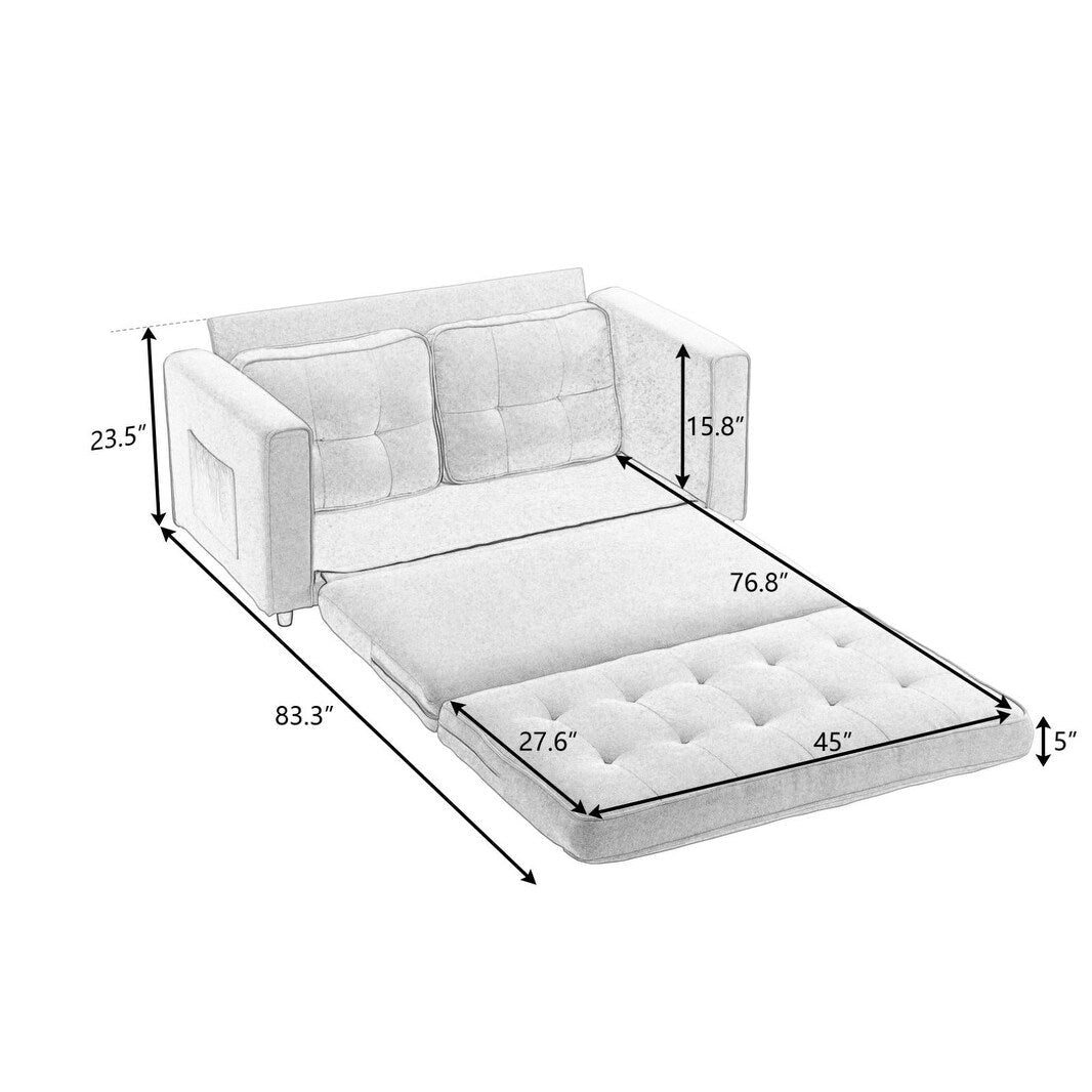 Divano letto futon trasformabile a 3 ante, divano letto estraibile