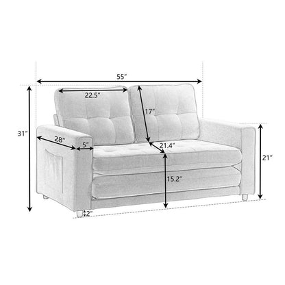Divano letto futon trasformabile a 3 ante, divano letto estraibile