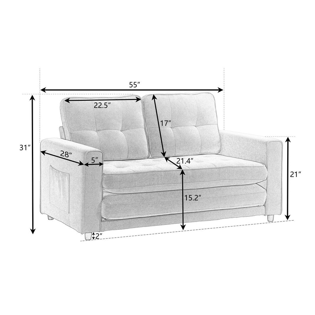 Divano letto futon trasformabile a 3 ante, divano letto estraibile