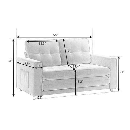 Divano letto futon trasformabile a 3 ante, divano letto estraibile