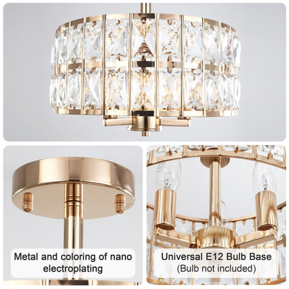 Lampadari semi-incassati in cristallo a 3 luci per soggiorno e corridoio