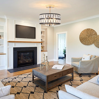 Lampadari semi-incassati in cristallo a 3 luci per soggiorno e corridoio