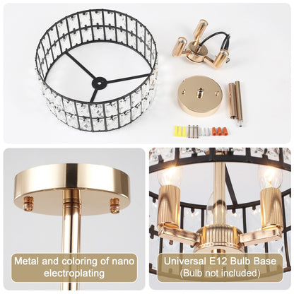 Lampadari semi-incassati in cristallo a 3 luci per soggiorno e corridoio