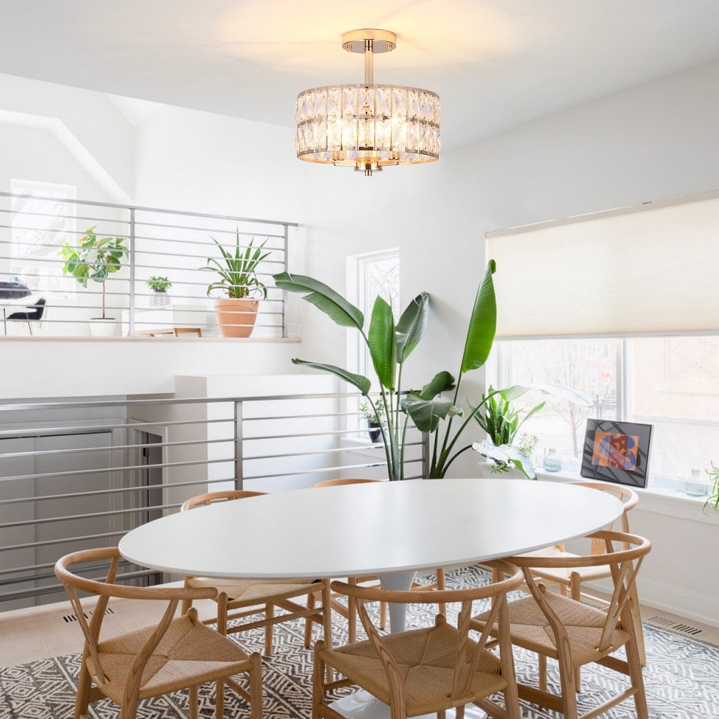 Lampadari semi-incassati in cristallo a 3 luci per soggiorno e corridoio