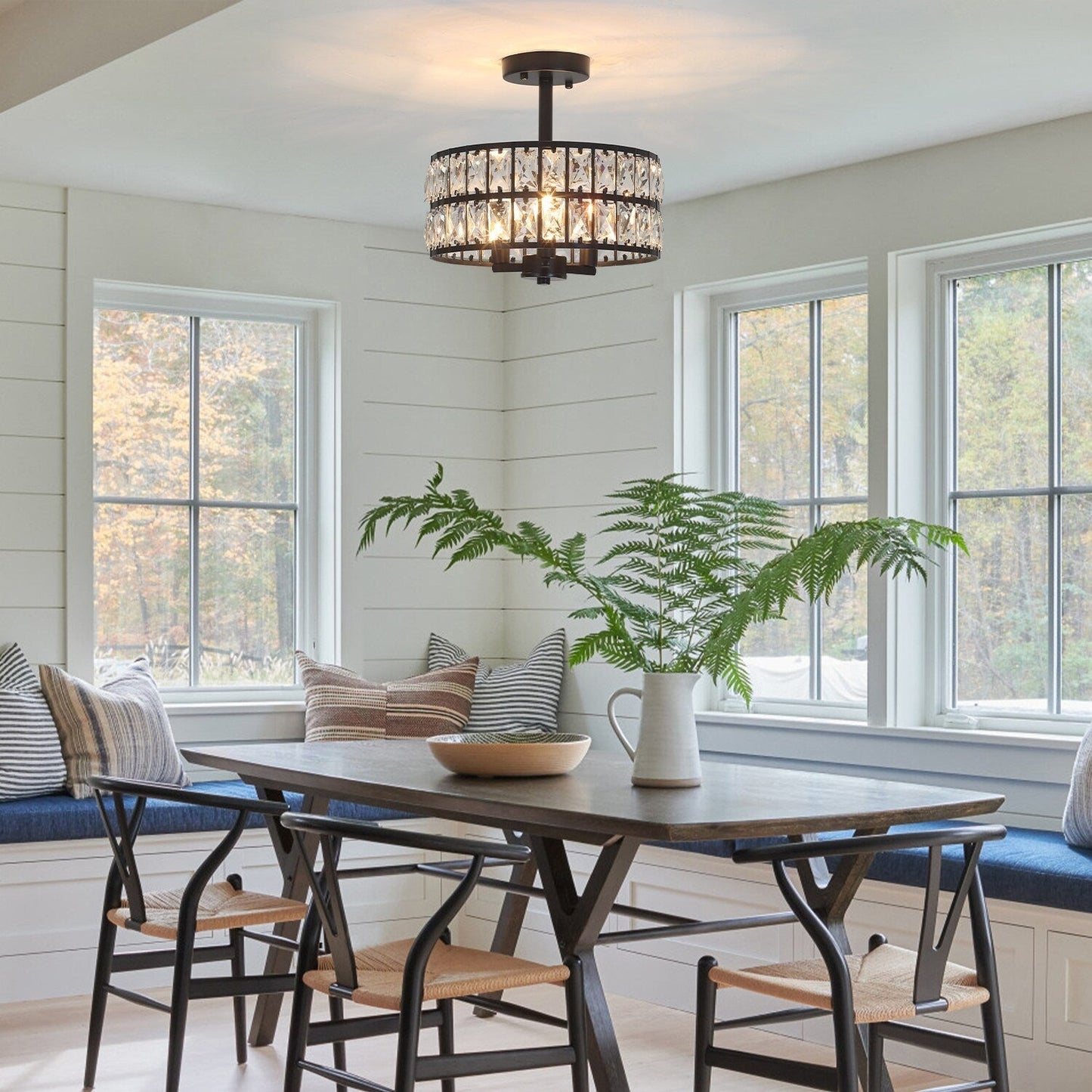 Lampadari semi-incassati in cristallo a 3 luci per soggiorno e corridoio