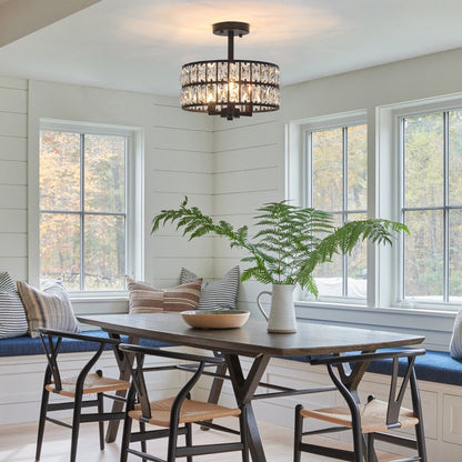 Lampadari semi-incassati in cristallo a 3 luci per soggiorno e corridoio