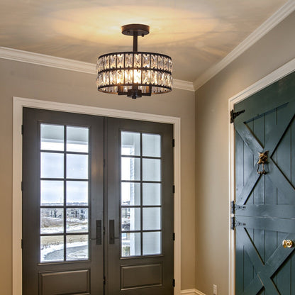 Lampadari semi-incassati in cristallo a 3 luci per soggiorno e corridoio