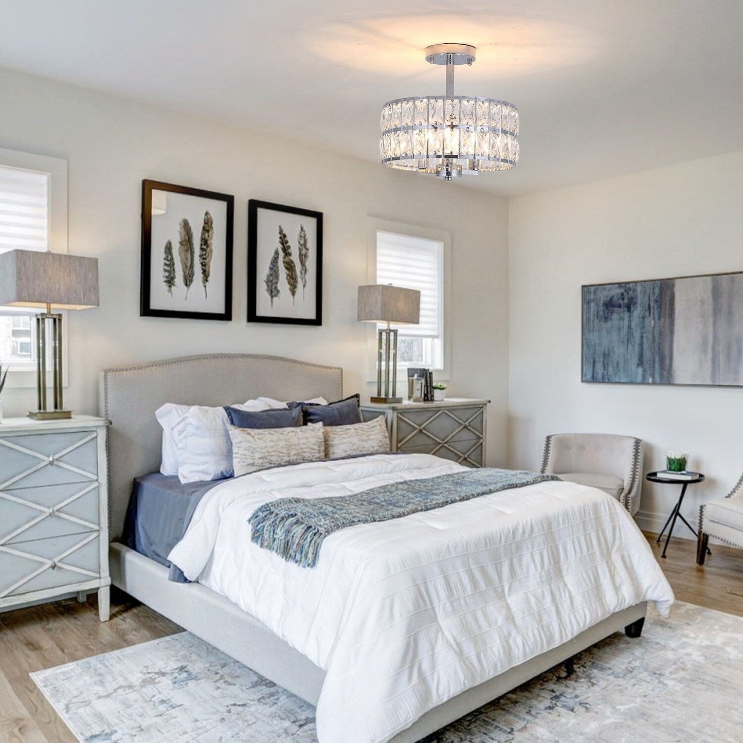 Lampadari semi-incassati in cristallo a 3 luci per soggiorno e corridoio