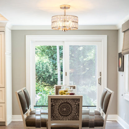 Lampadari semi-incassati in cristallo a 3 luci per soggiorno e corridoio