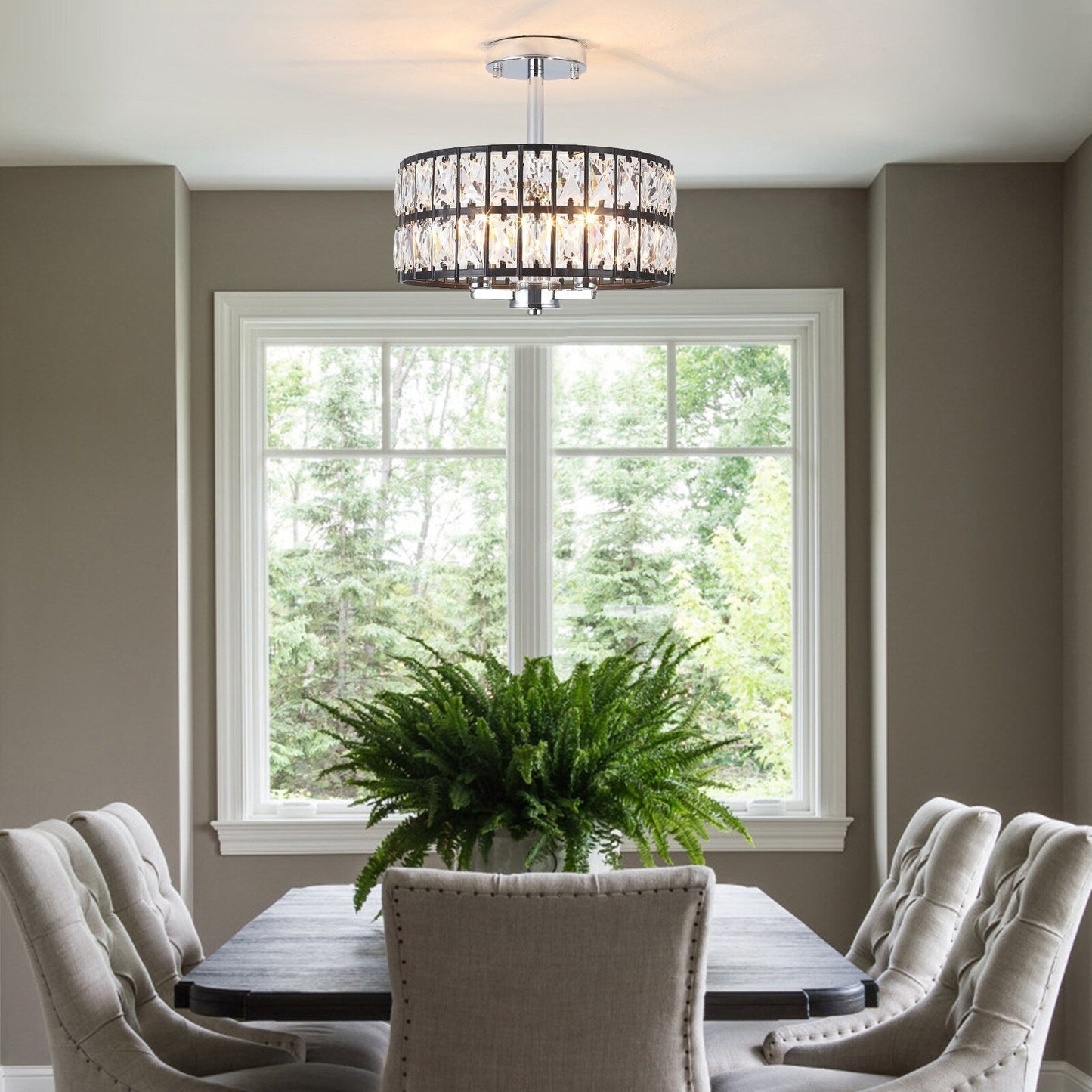 Lampadari semi-incassati in cristallo a 3 luci per soggiorno e corridoio