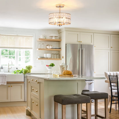 Lampadari semi-incassati in cristallo a 3 luci per soggiorno e corridoio