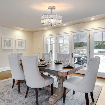 Lampadari semi-incassati in cristallo a 3 luci per soggiorno e corridoio