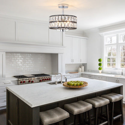 Lampadari semi-incassati in cristallo a 3 luci per soggiorno e corridoio