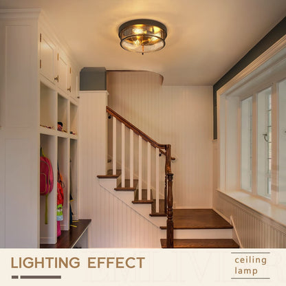 Lampada da soffitto in vetro a 3 luci, montaggio a filo, vetro seminato