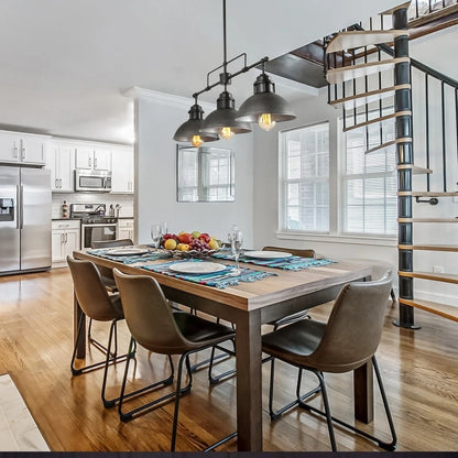 Lampada a sospensione lineare a cupola in metallo retrò da fattoria a 3 luci/luci per isola cucina