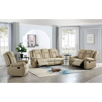 Set per soggiorno con divano reclinabile, poltrona e poltrona in similpelle a 3 pezzi