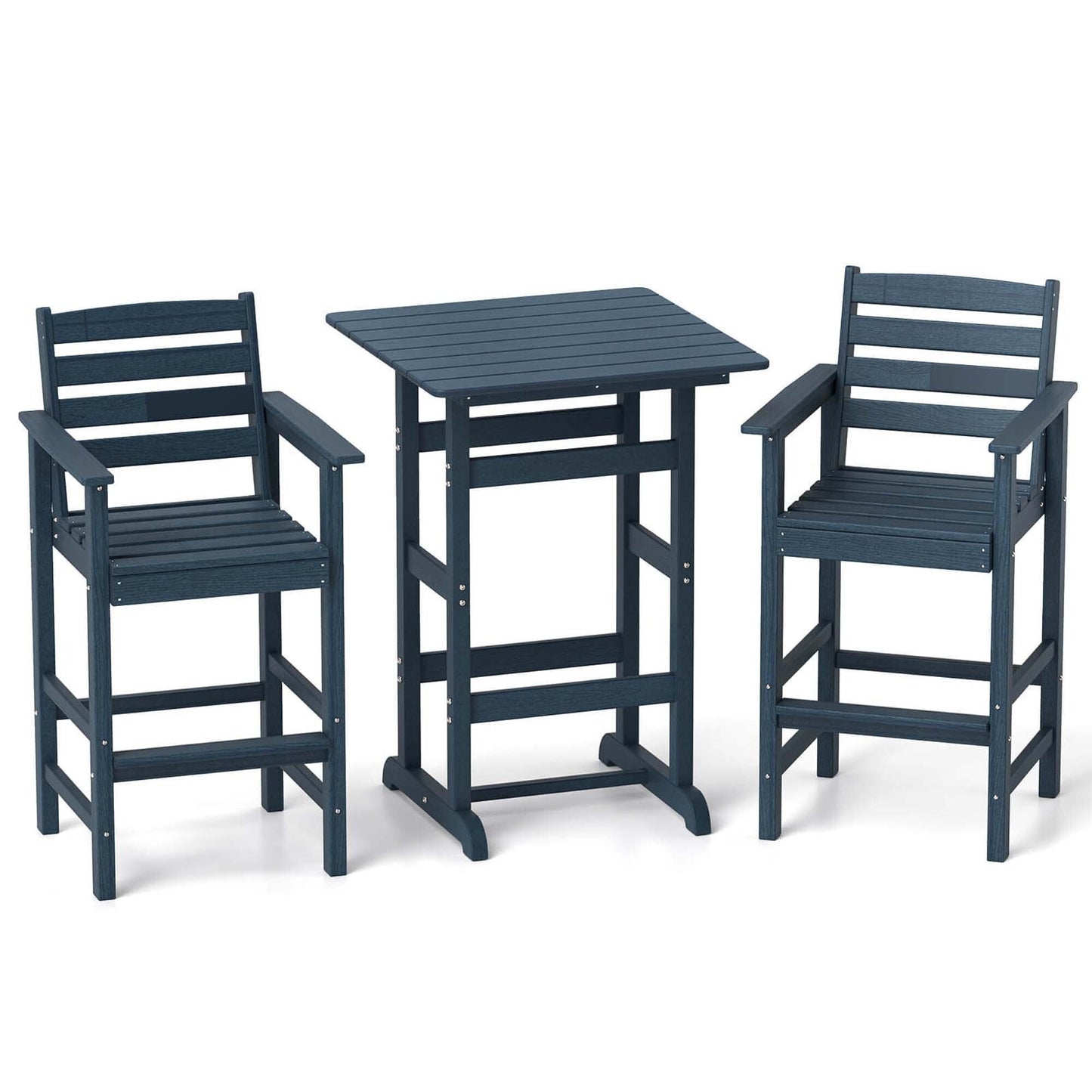 Set da 3 sgabelli da bar con altezza del bancone e tavolo da bistrot in HDPE per patio