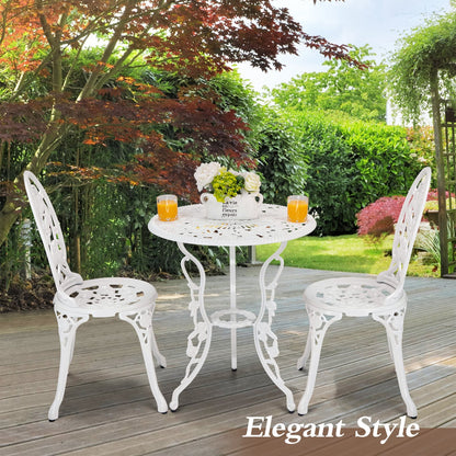 Set di 3 rose da esterno in alluminio per patio con tavolo