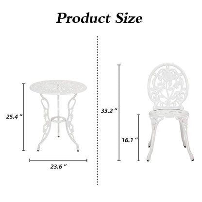 Set di 3 rose da esterno in alluminio per patio con tavolo