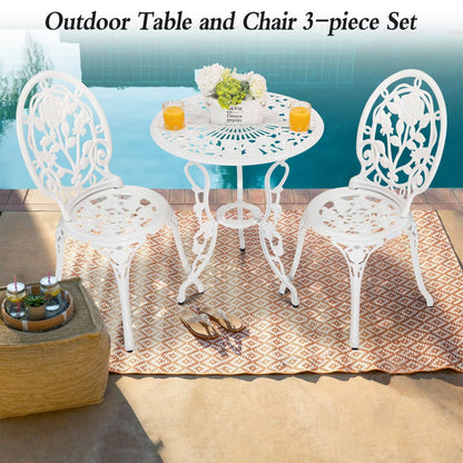 Set di 3 rose da esterno in alluminio per patio con tavolo