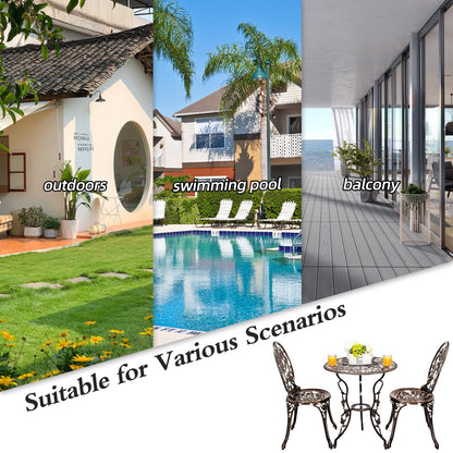 Set di 3 rose da esterno in alluminio per patio con tavolo