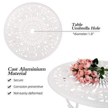 Set di 3 rose da esterno in alluminio per patio con tavolo