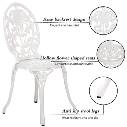 Set di 3 rose da esterno in alluminio per patio con tavolo