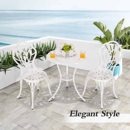 Set da esterno Tulip in alluminio da 3 pezzi con tavolo