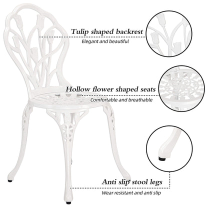 Set da esterno Tulip in alluminio da 3 pezzi con tavolo