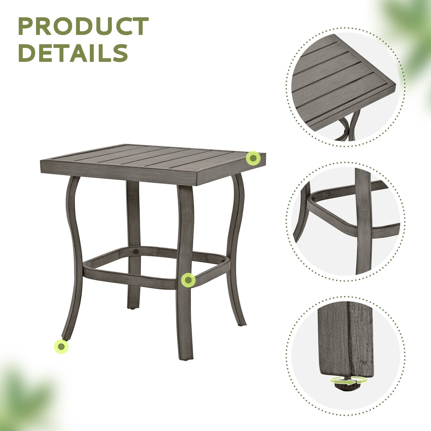 Set da bistrot da giardino in alluminio da 3 pezzi con tavolino, poltrone girevoli e cuscini grigio chiaro