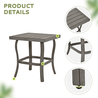 Set da bistrot da giardino in alluminio da 3 pezzi con tavolino, poltrone girevoli e cuscini grigio chiaro