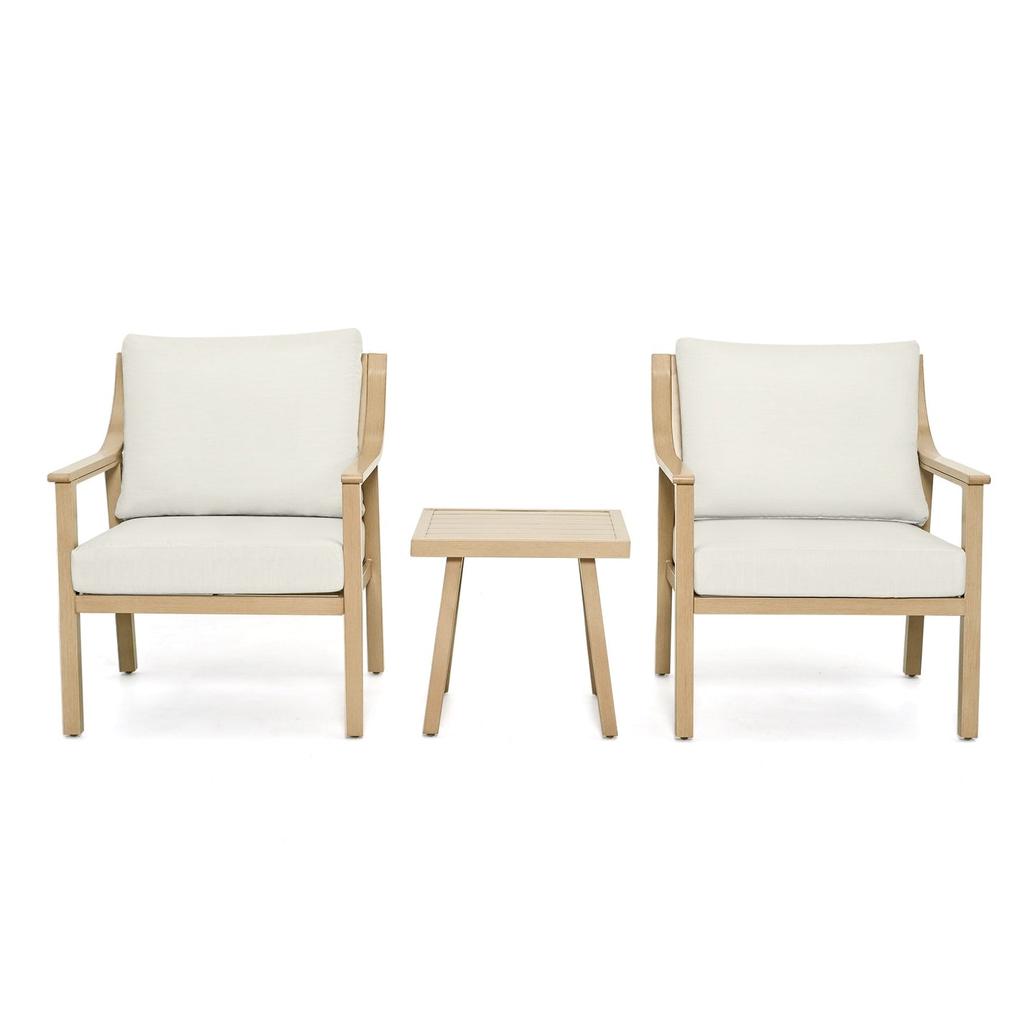 Set da conversazione in alluminio da 3 pezzi con tavolino e cuscini