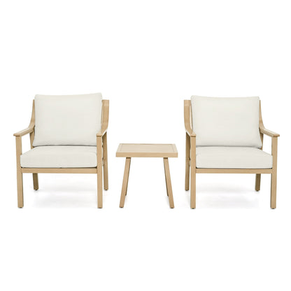 Set da conversazione in alluminio da 3 pezzi con tavolino e cuscini