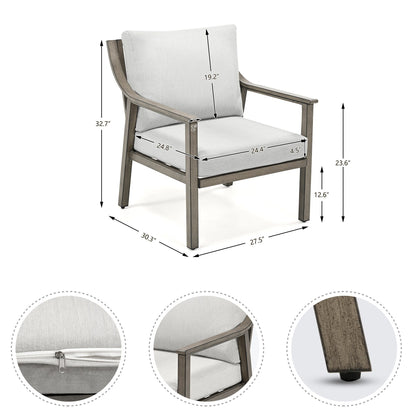 Set da conversazione in alluminio da 3 pezzi con tavolino e cuscini