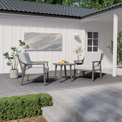 Set da conversazione in alluminio da 3 pezzi con tavolino e cuscini