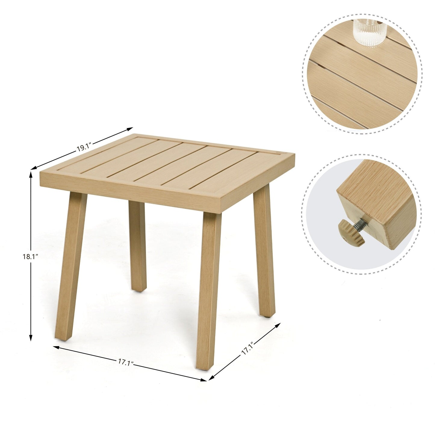 Set da conversazione in alluminio da 3 pezzi con sedie girevoli, tavolino e cuscini