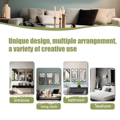 Set di 3 specchi da parete rettangolari in metallo nero - 31,9 A x 15,75 L x 0,75 P