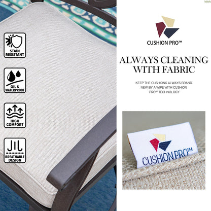 MAISON ARTS Set di 3 sgabelli da bar per patio in alluminio pressofuso, composto da 1 tavolo da bar e 2 sgabelli da bar alti girevoli