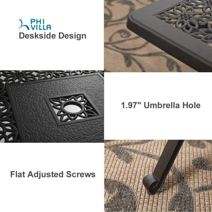 MAISON ARTS Set di 3 sgabelli da bar per patio in alluminio pressofuso, composto da 1 tavolo da bar e 2 sgabelli da bar alti girevoli