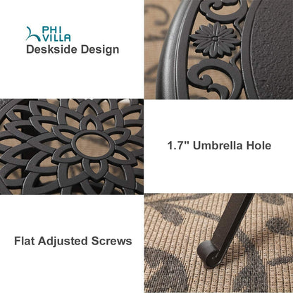 MAISON ARTS Set di 3 sgabelli da bar per patio in alluminio pressofuso, composto da 1 tavolo da bar e 2 sgabelli da bar alti girevoli