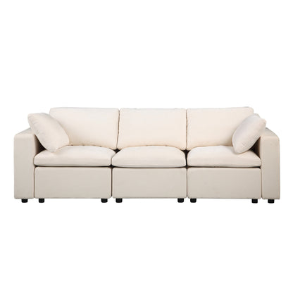 Set di divani componibili modulari in ciniglia da 3 pezzi con poltrone senza braccioli e angolari