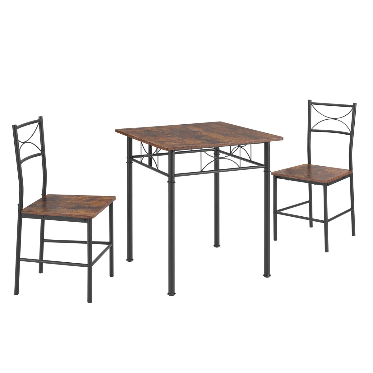 Set da cucina, sala da pranzo e patio da 3 pezzi, tavolo e sedia marrone retrò - Sedia: 15,6 L * 15,1 W * 33,8 H