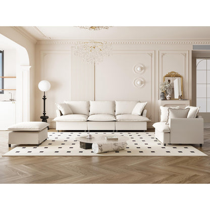 Set di divani da soggiorno da 3 pezzi, divano componibile modulare a L in ciniglia, divano e poltrona imbottiti a 3 posti e pouf mobile